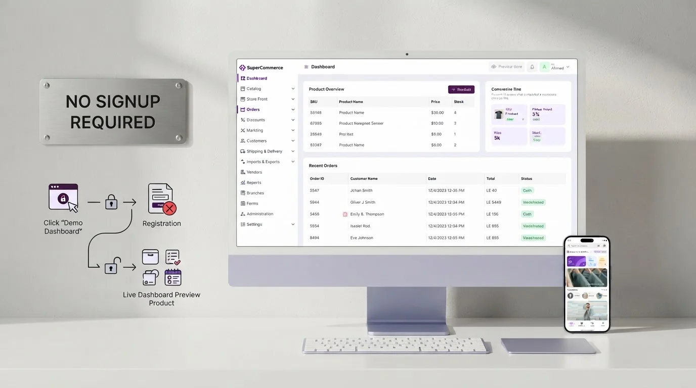 Supercommerce enterprise dashboard interface