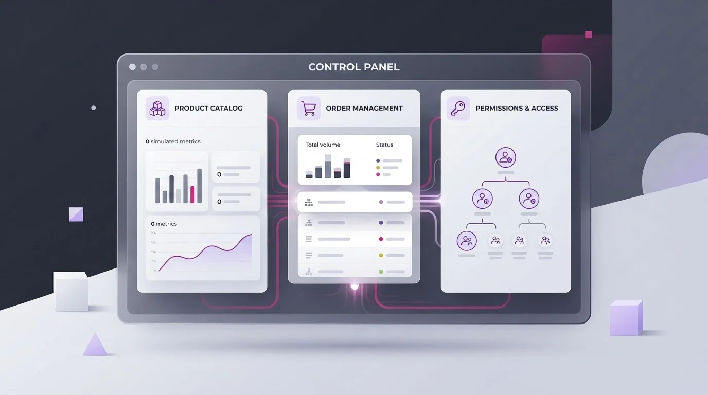 Unified enterprise commerce platform management dashboard showing centralized operations.