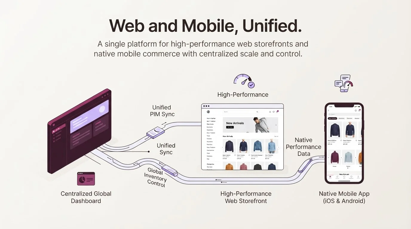 Unified enterprise commerce dashboard showing global performance